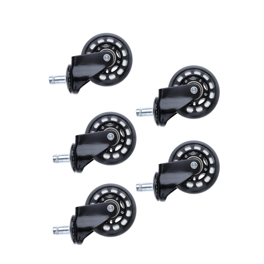 5 Pcs 2.5'' Swivel Caster PU Wheels For Hardwood Floor Universal Replacement