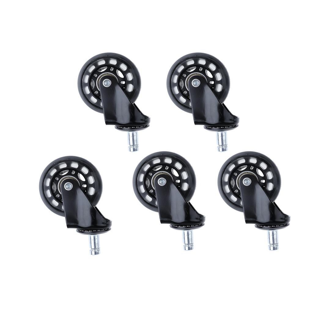 5 Pcs 2.5'' Swivel Caster PU Wheels For Hardwood Floor Universal Replacement
