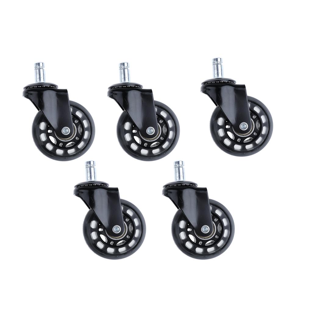5 Pcs 2.5'' Swivel Caster PU Wheels For Hardwood Floor Universal Replacement