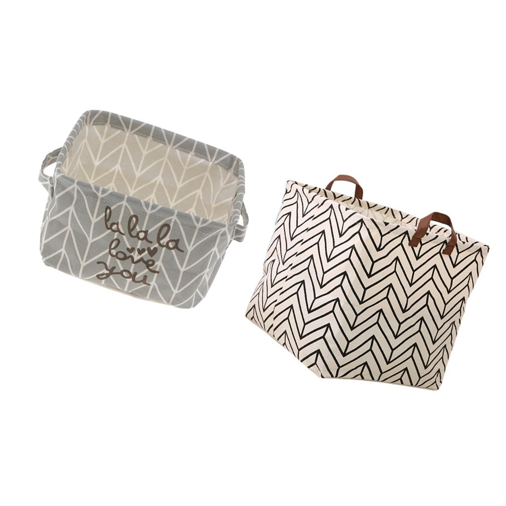 2x Cute Reusable Square Storage Basket Laundry Bin Home Organiser Makeup Box
