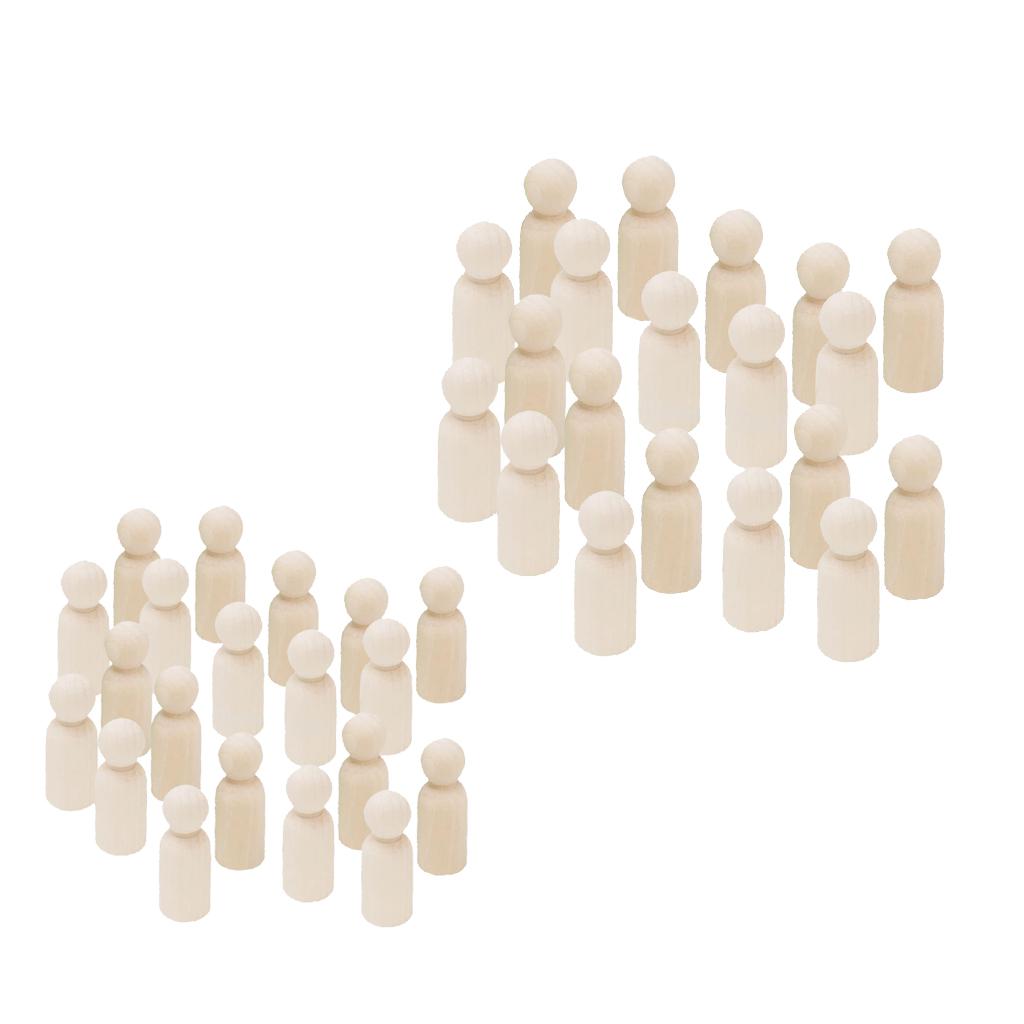 40Pcs/Set 43mm 65mm Male Wooden Peg Dolls DIY Art Craft Wedding Cake Topper