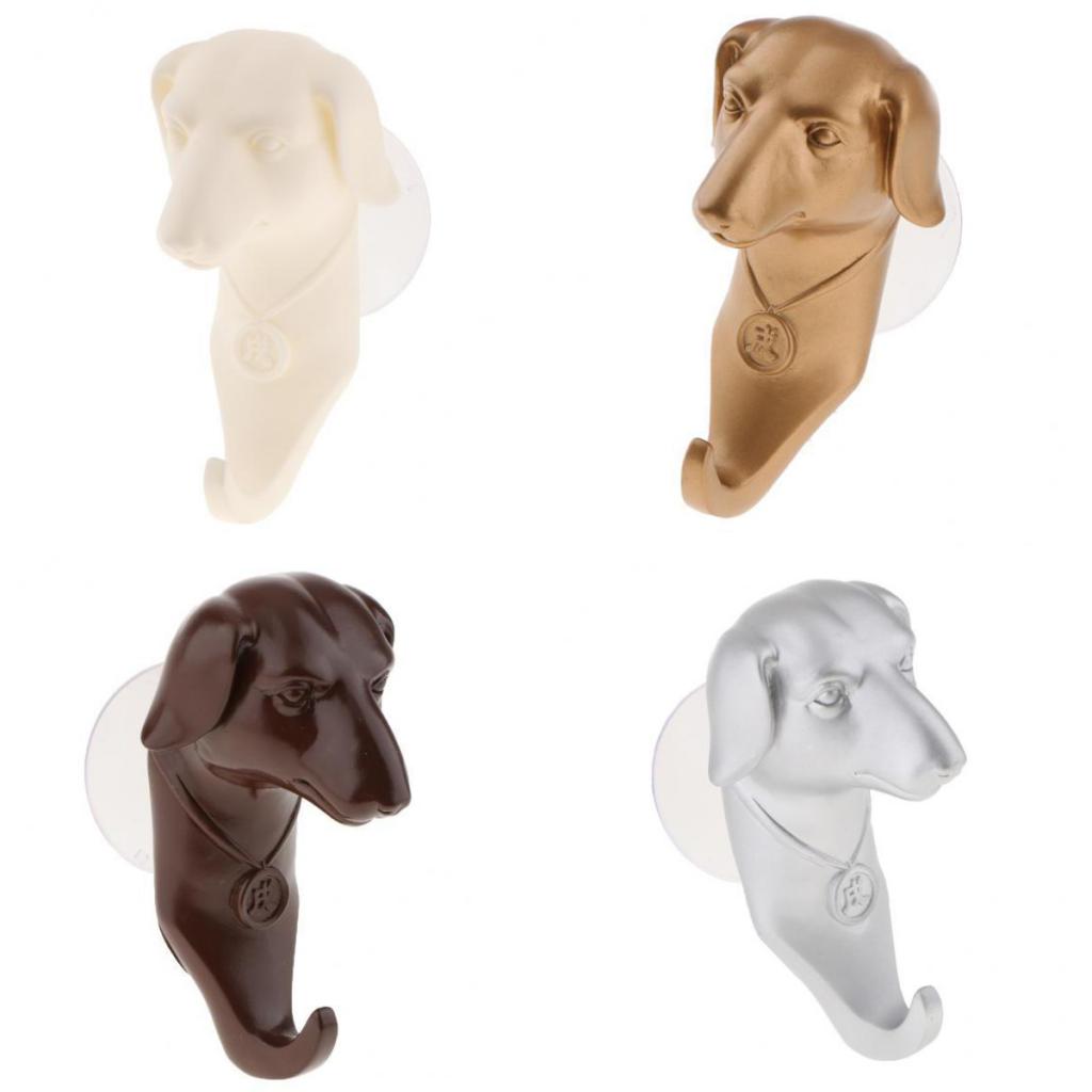 4Pcs Animal Head Dog Craft Single Wall Hook Hanger Coat Hat Hook Durable