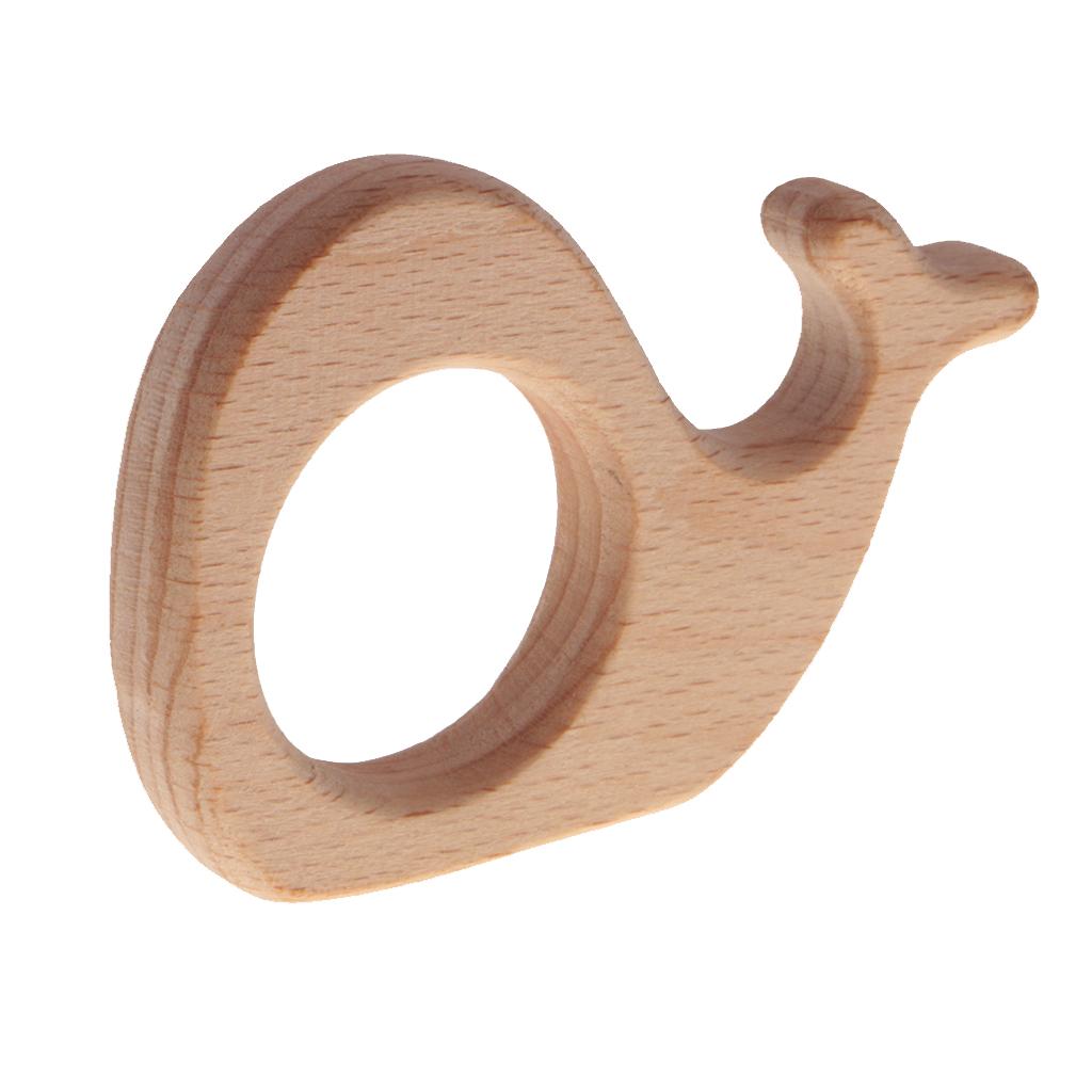 2 Pieces Handmade Wooden Baby Teether Teething Toy Baby Shower Gift