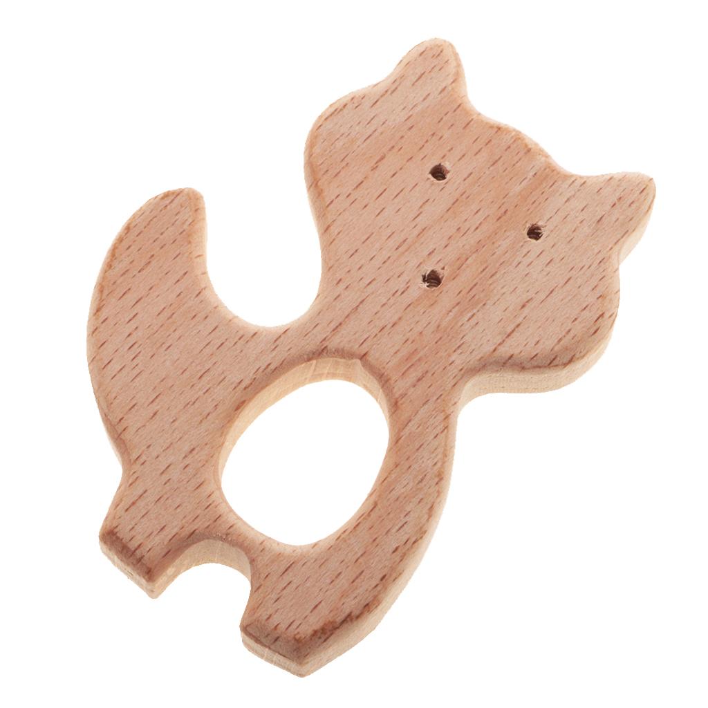2 Pieces Handmade Wooden Baby Teether Teething Toy Baby Shower Gift