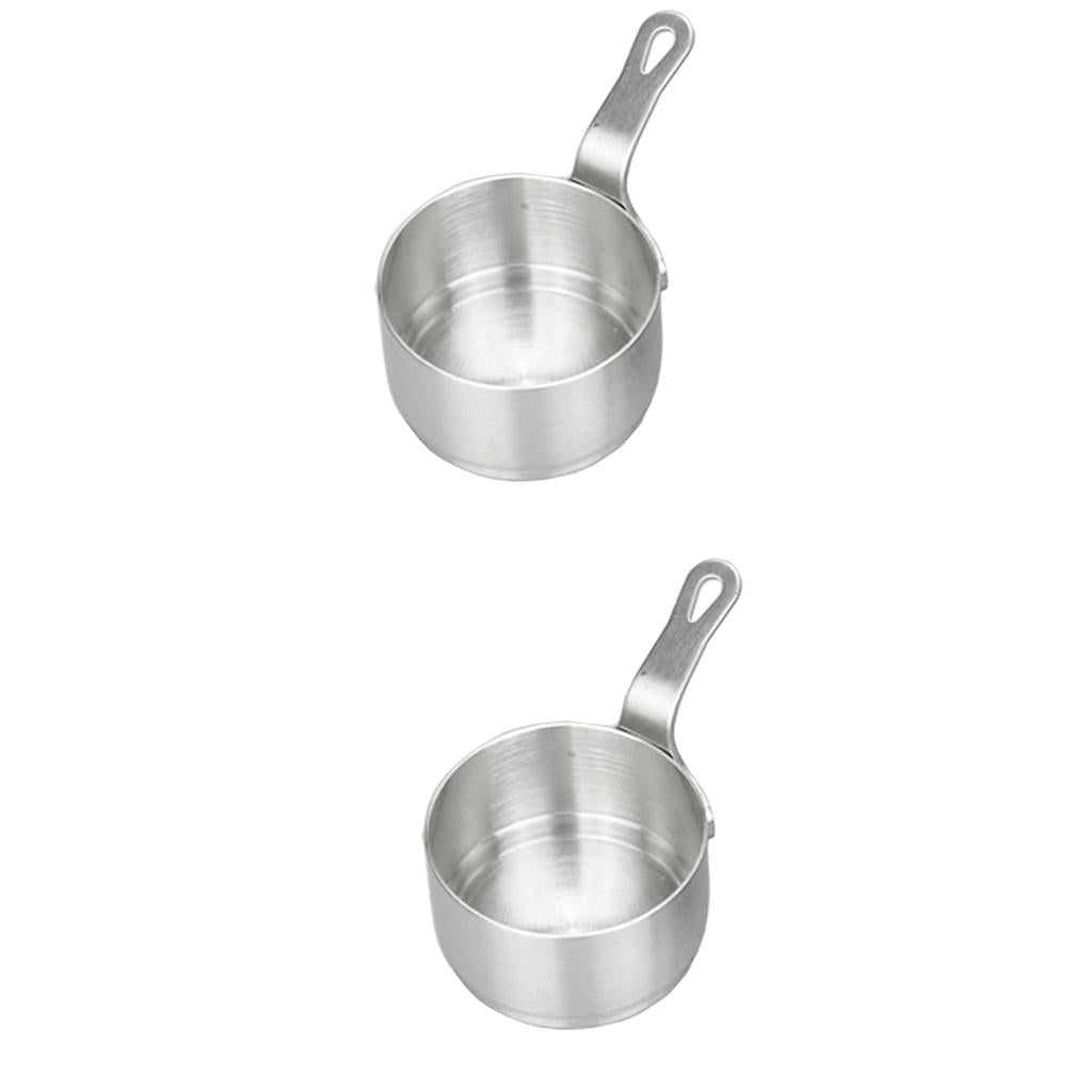 2pcs Stainless Steel Mini Sauce Pan Nonstick Small Milk Pan Kitchen Tools