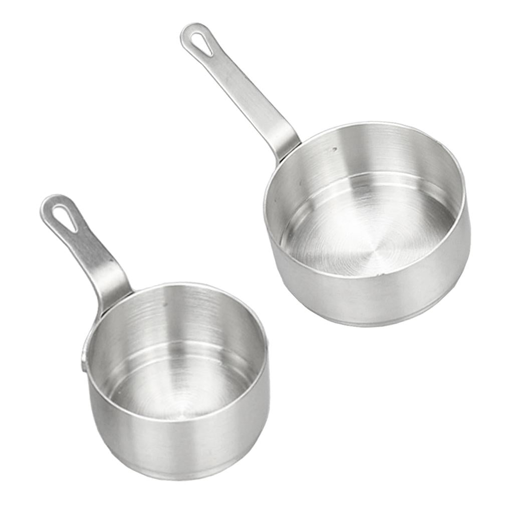 2pcs Stainless Steel Mini Sauce Pan Nonstick Small Milk Pan Tools 50ml 100ml