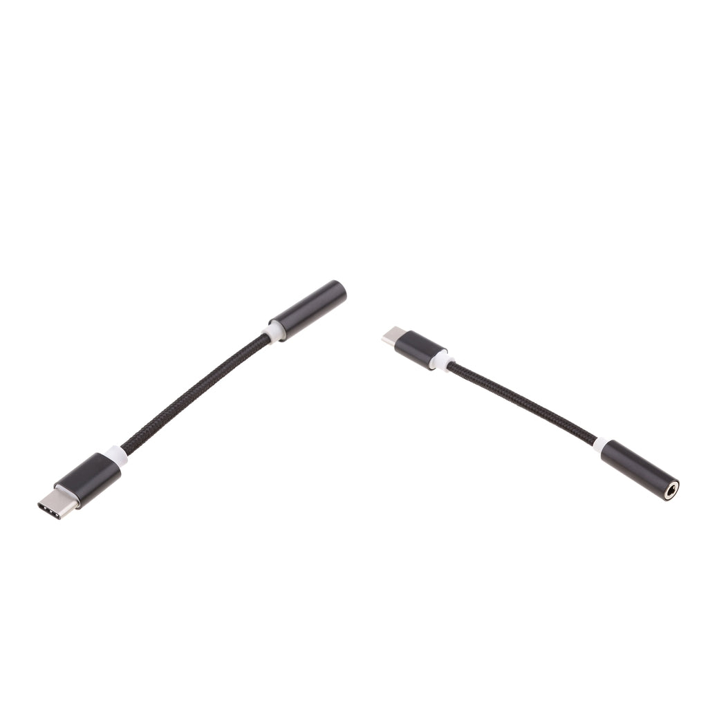 2 X Type C to 3.5mm Headphone Jack Adapter Converter for Moto Z / Le 2 Black