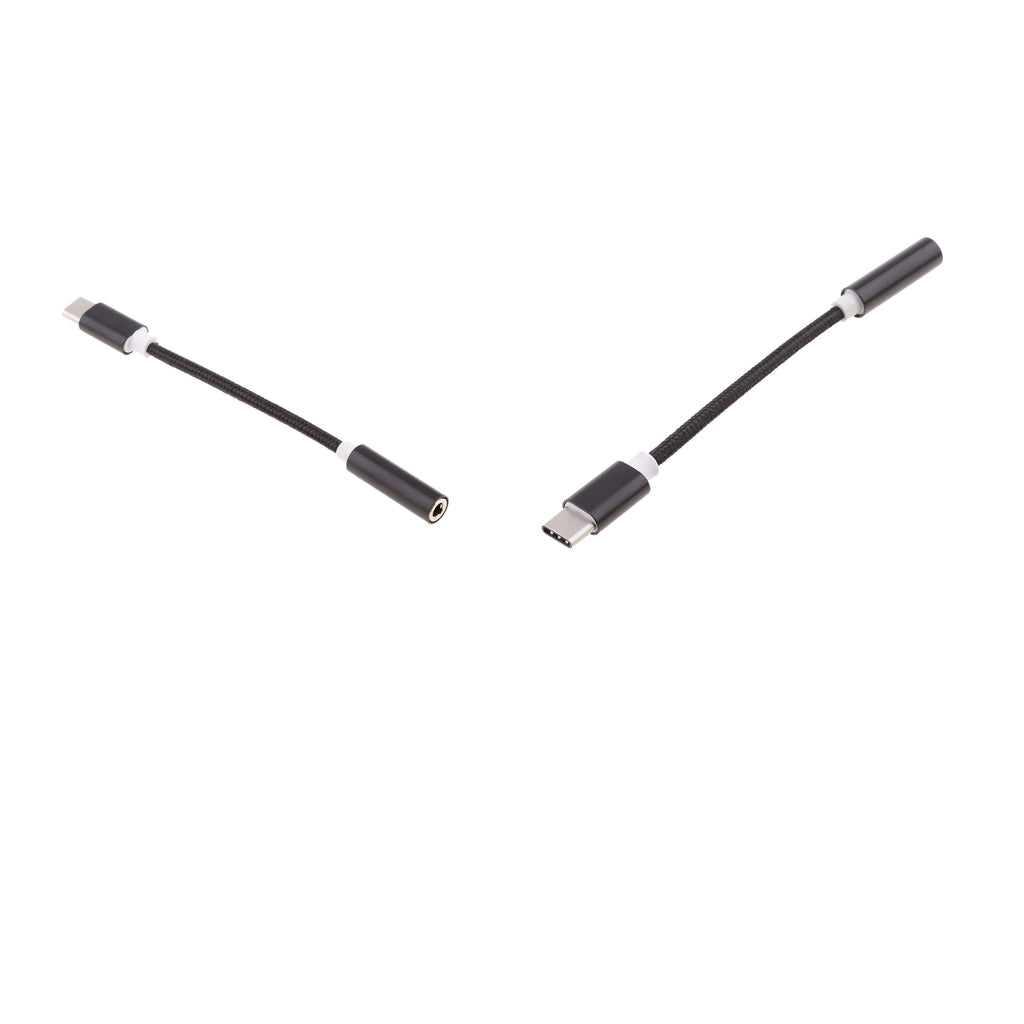 2 X Type C to 3.5mm Headphone Jack Adapter Converter for Moto Z / Le 2 Black