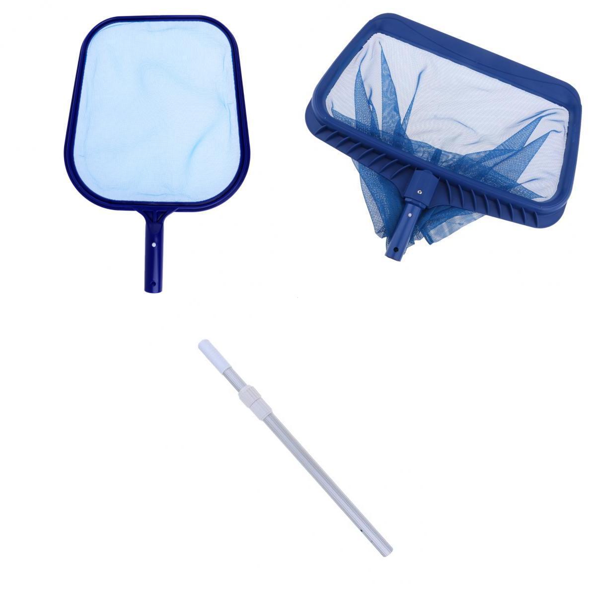 2x Swimming Pool Spa Cleaning Leaf Skimmer Net & 1m Aluminum Telescopic Pole