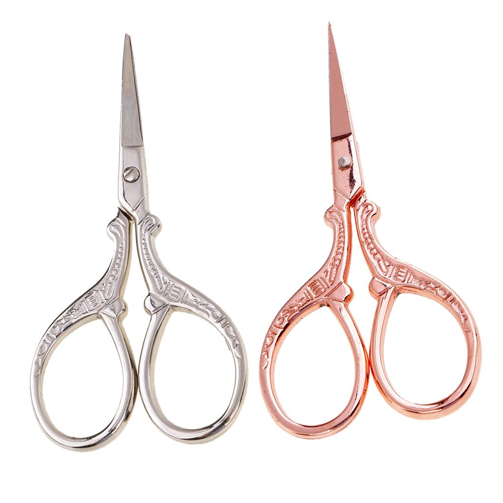 2Pcs Vintage Sewing Embroidery Scissor Cross Stitch Cutting Tool Silver Gold