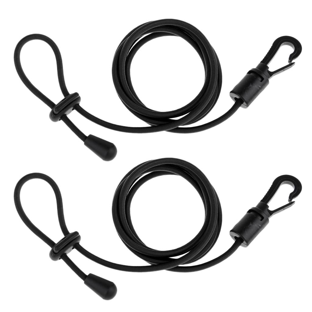 2 Pieces Safety Kayak Paddle Leash Fishing Rod Cord Black
