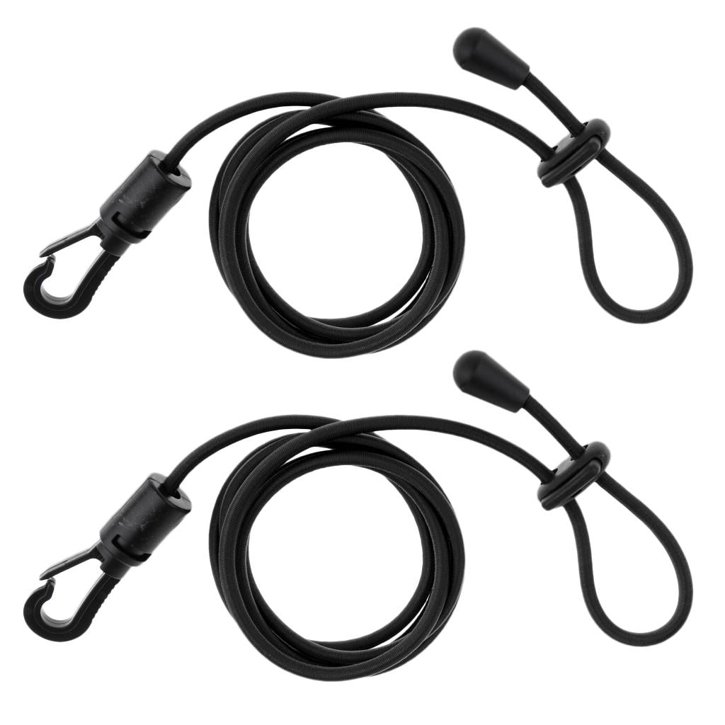 2 Pieces Safety Kayak Paddle Leash Fishing Rod Cord Black