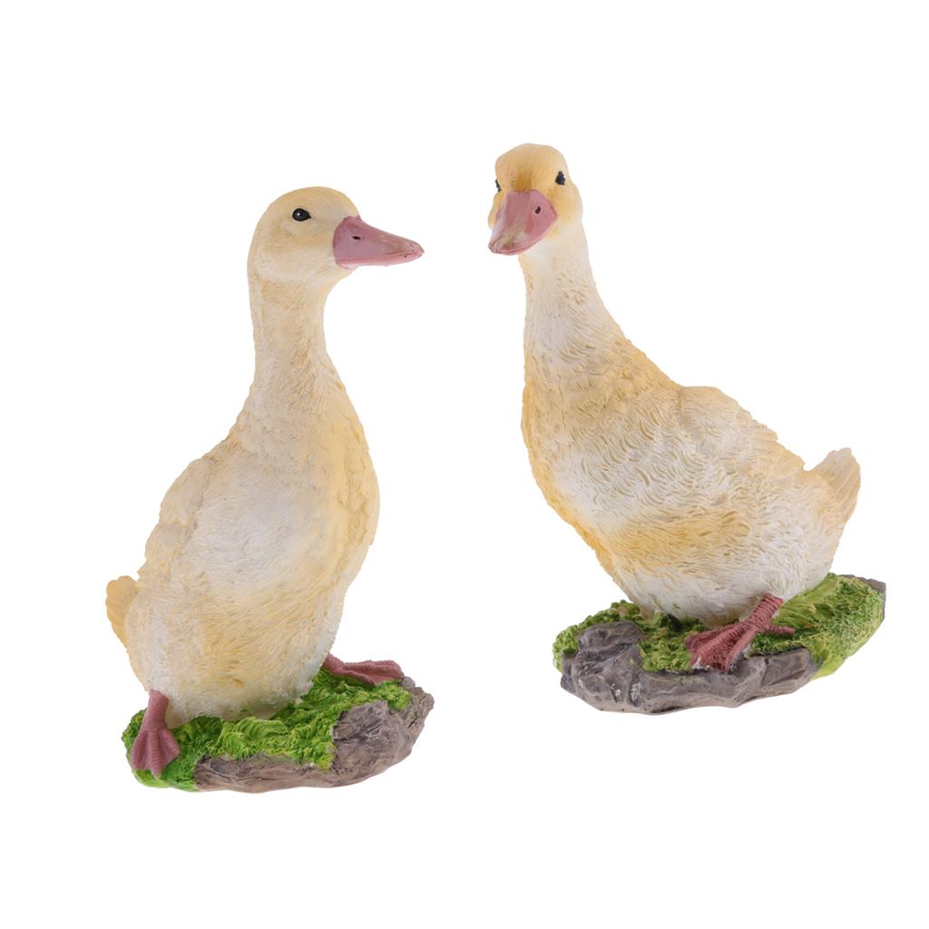 2pcs Garden Gift Farm Resin Animal Ornament Pond Water Standing Duck Yellow