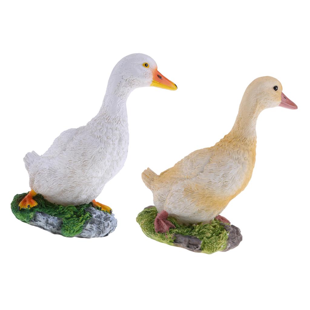2pcs Garden Gift Farm Resin Animal Ornament Pond Water Standing Duck S