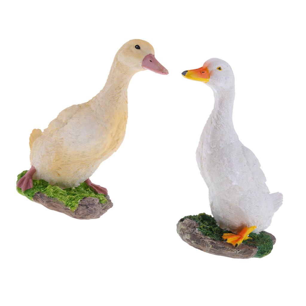 2pcs Garden Gift Farm Resin Animal Ornament Pond Water Standing Duck M