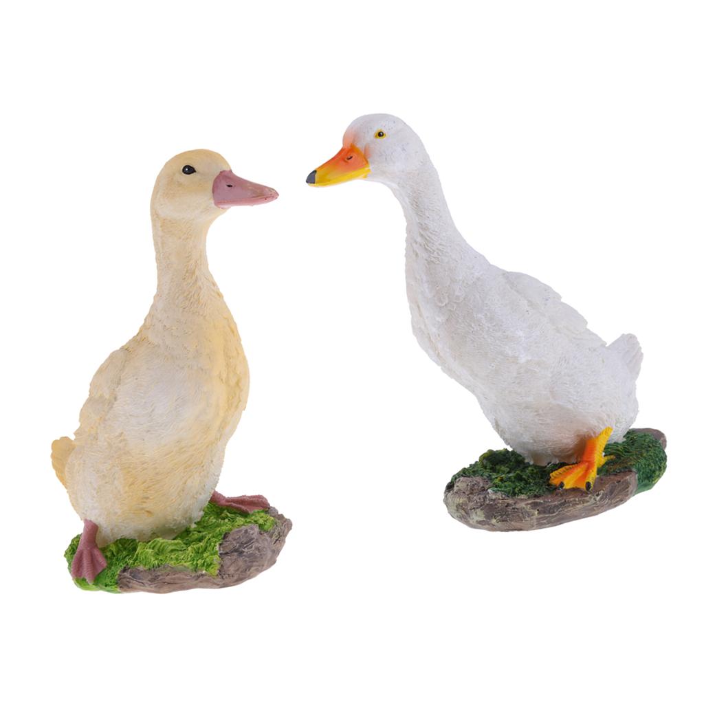 2pcs Garden Gift Farm Resin Animal Ornament Pond Water Standing Duck M