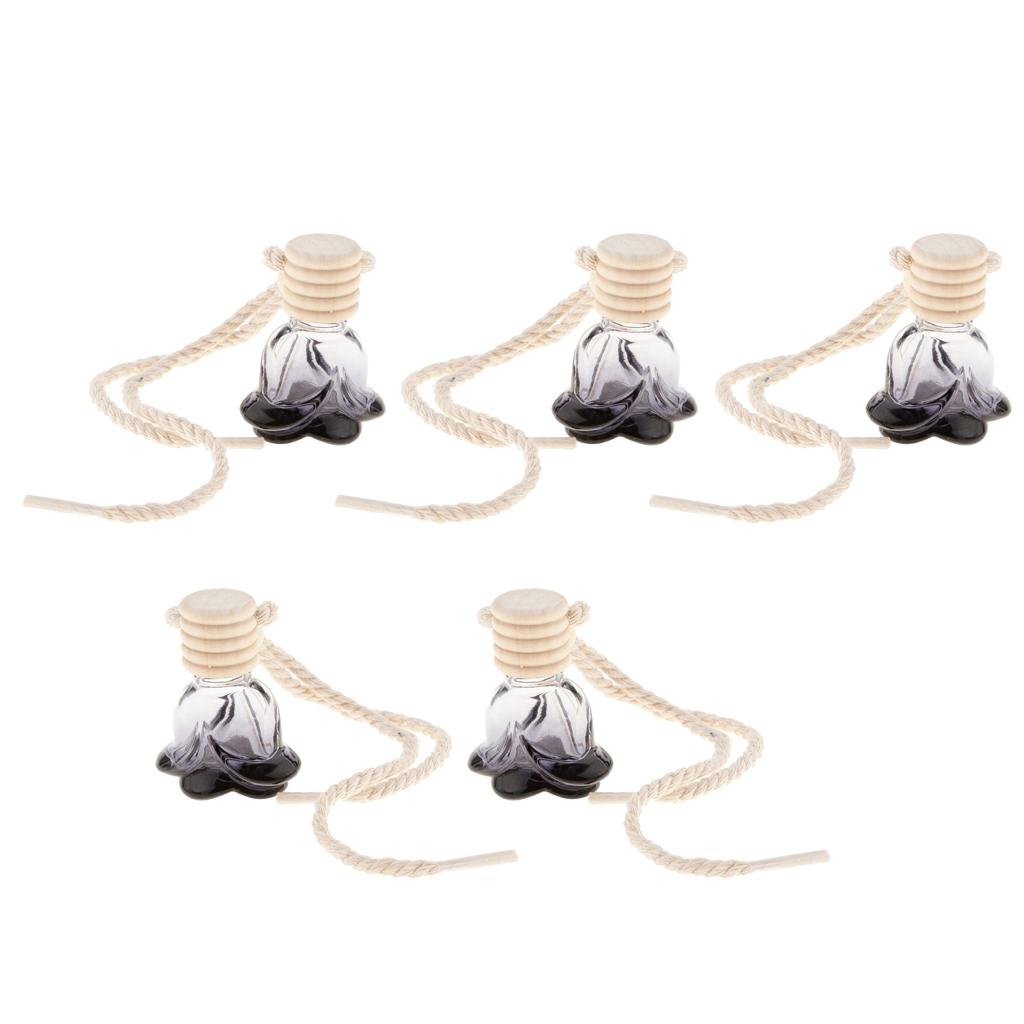 5Pcs 10ml Empty Perfume Bottle Car Hanging Pendant Home Decor Flower