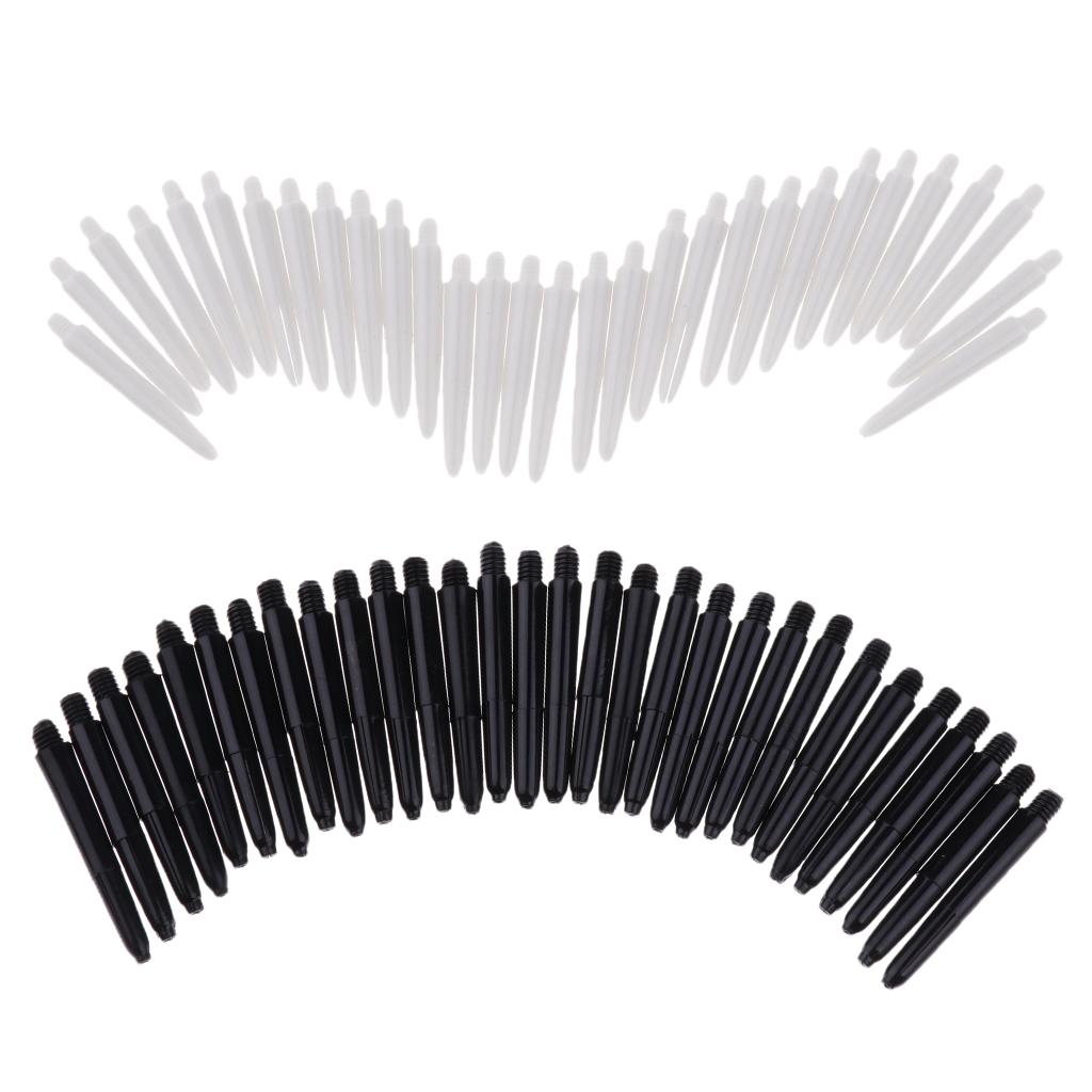 60Pcs 35mm 2BA Thread Plastic Dart Stems Shafts Soft Tip Darts White & Black