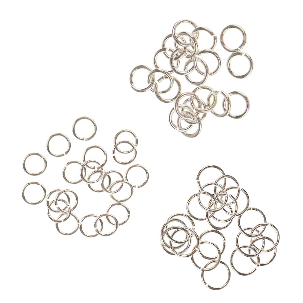 60 Pieces 4mm 5mm 6mm Mixed Jewelry Findings Sterling Silver Open Jump Rings