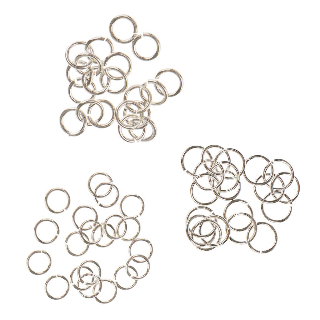60 Pieces 4mm 5mm 6mm Mixed Jewelry Findings Sterling Silver Open Jump Rings