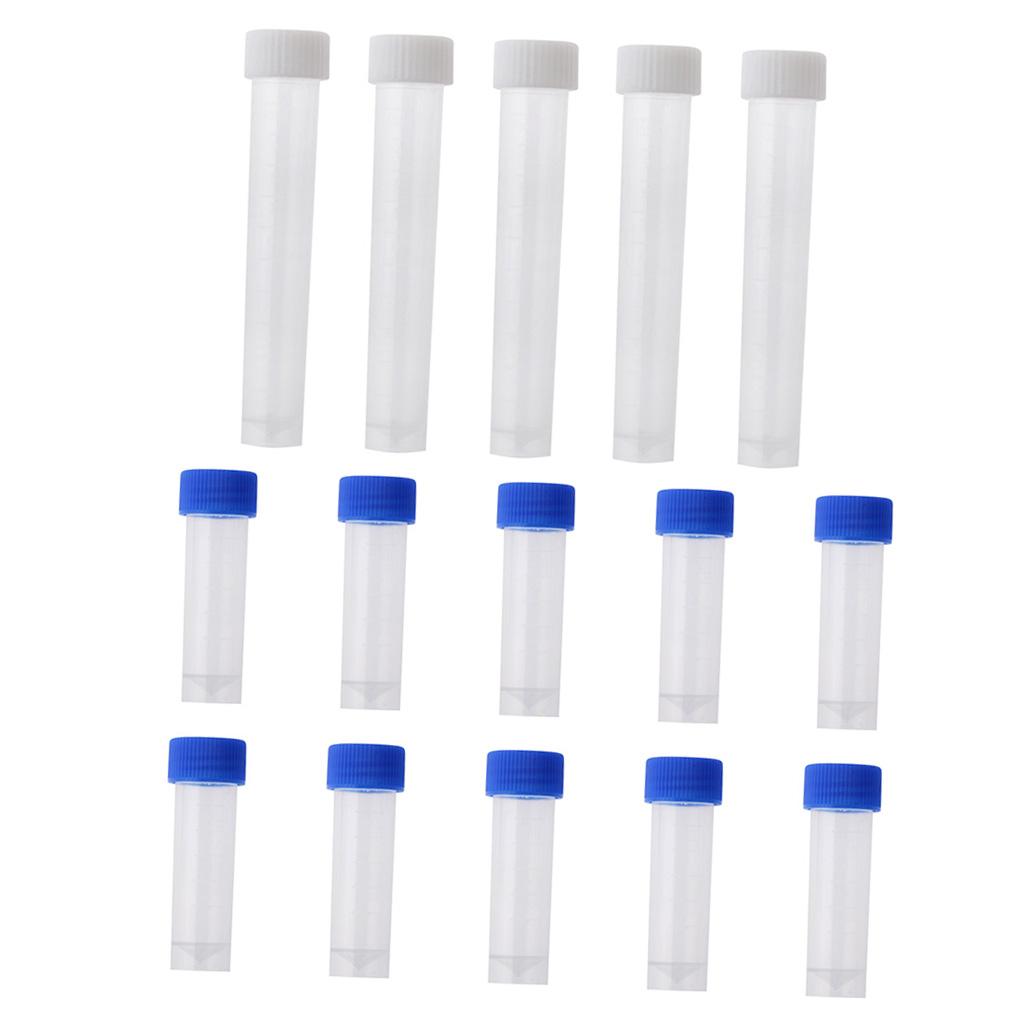 5Pcs 10ml&10Pcs 5ml Plastic Graduated Cryovial Test Tube Sample w/ Screw Cap