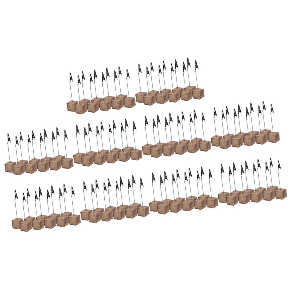 100Pcs Rustic Fire Scar Wood Base Photo Clip Wedding Table Place Card Holder