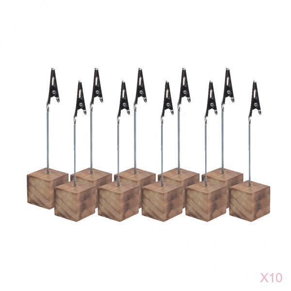 100Pcs Rustic Fire Scar Wood Base Photo Clip Wedding Table Place Card Holder