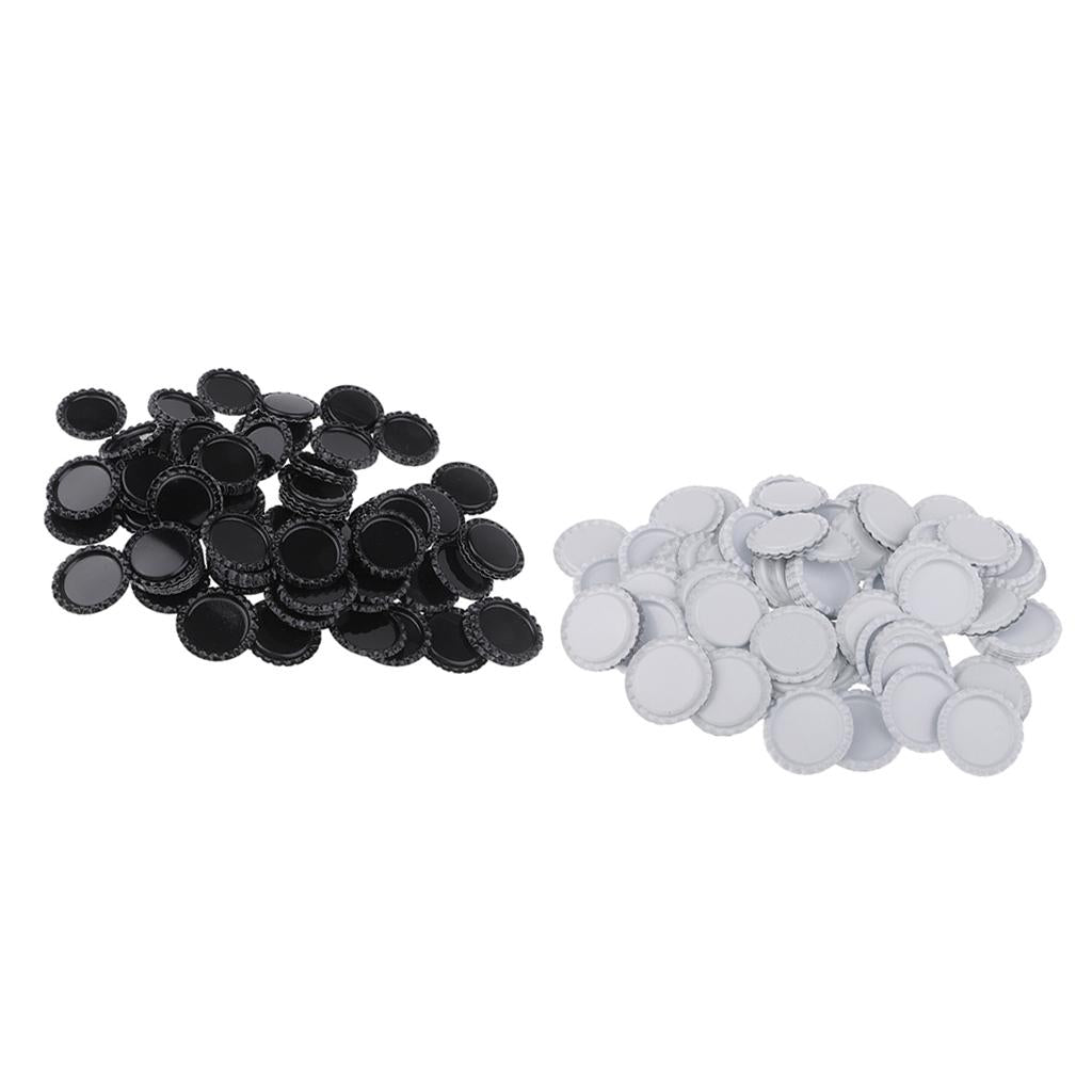 200 Pieces Black White Flattened Bottle Caps for DIY Hair Bows Craft 25mm