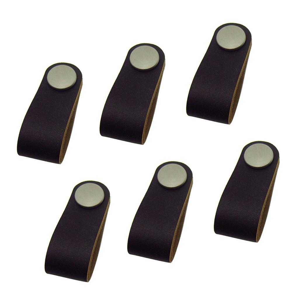 6x Handmade Leather Suitcase Handle Drawer Cabinet Leather Handle Pulls Knob