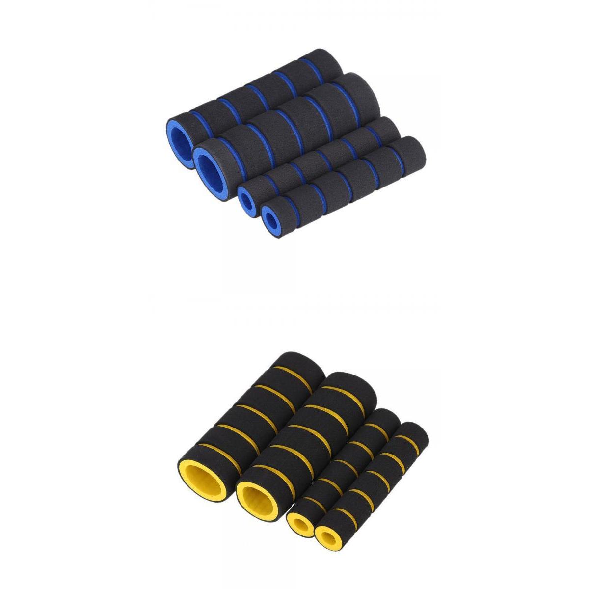 2 Set 4 in 1 Motorcycle Foam Nonslip Handle Handlebar Cover Yellow & Blue