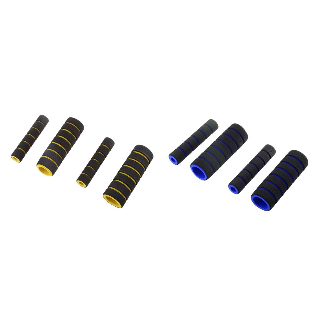 2 Set 4 in 1 Motorcycle Foam Nonslip Handle Handlebar Cover Yellow & Blue