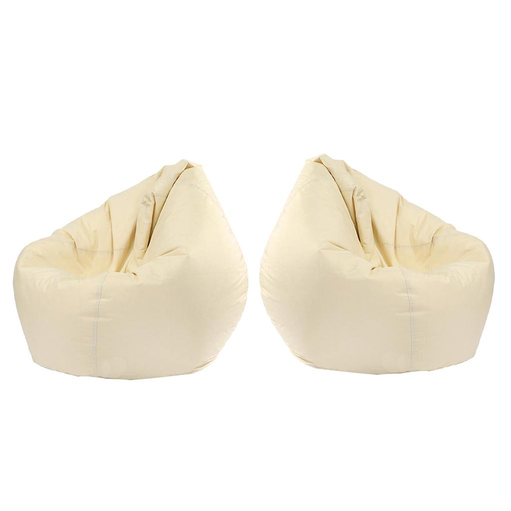 2 Pieces Waterproof Stuffed Animal Storage Bean Bag Cover Beige