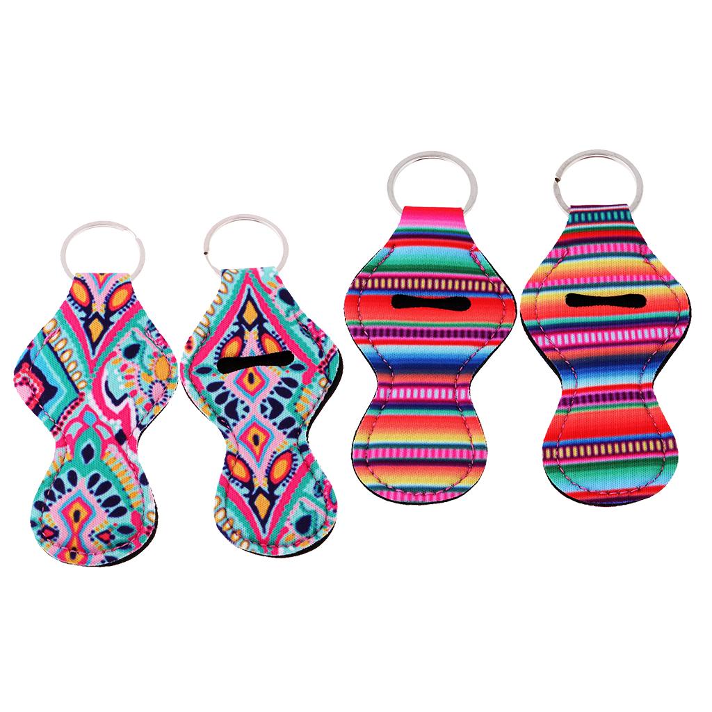 2 Pair Colorful Handy Lip Balm Holder Key Chain Gifts for Kids and Adults