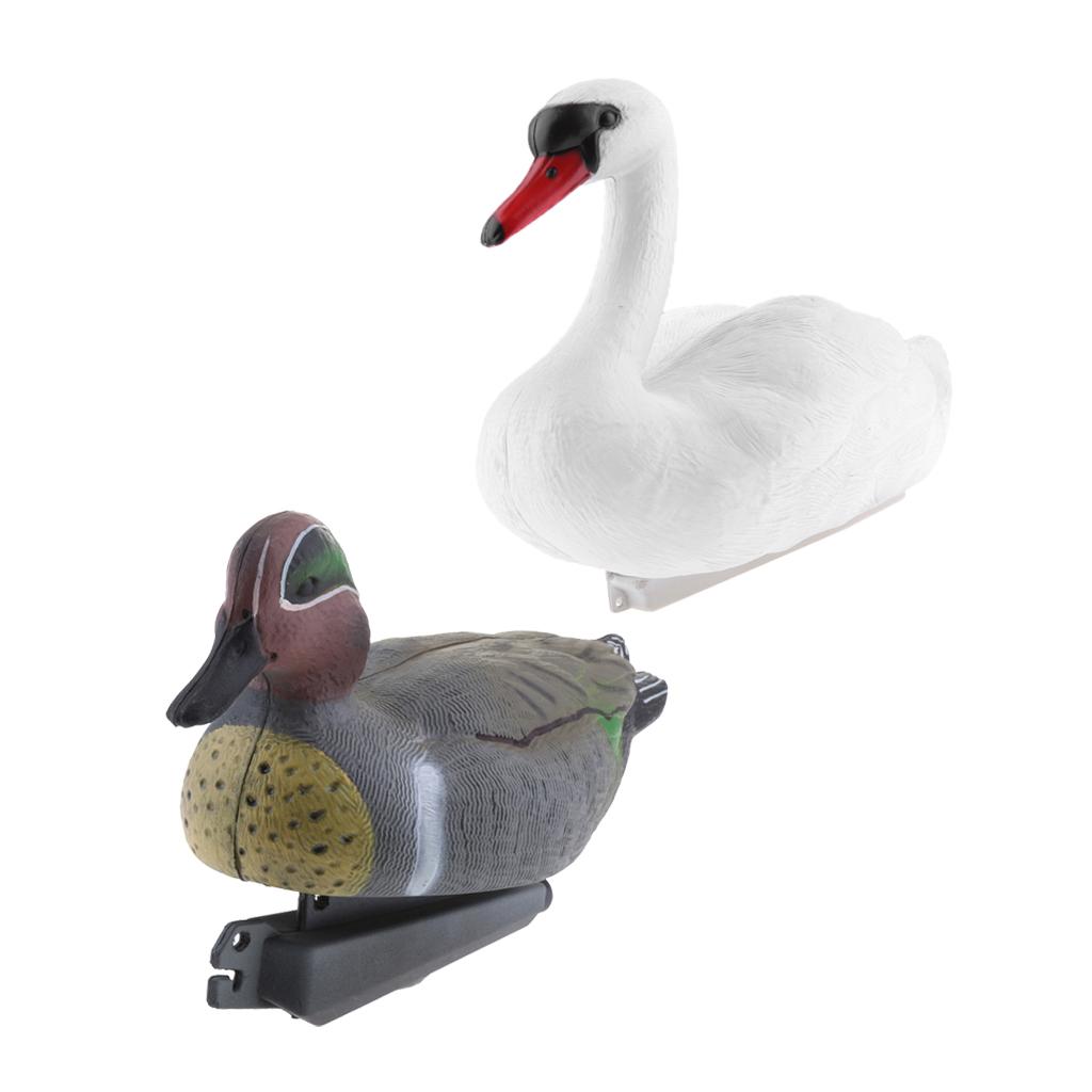2x Floating Swan Decoy & 31cm Drake Hunting Fishing Garden Scarer Scarecrow