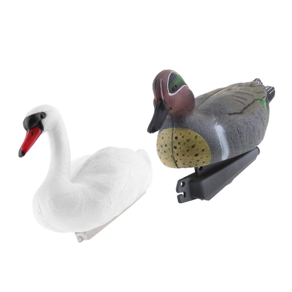 2x Floating Swan Decoy & 31cm Drake Hunting Fishing Garden Scarer Scarecrow