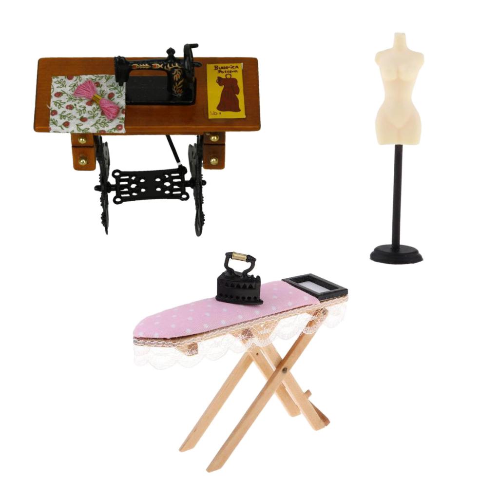3pcs 1/12 Dollhouse Miniature Furniture Accs and Mannequin Model Stand Decor