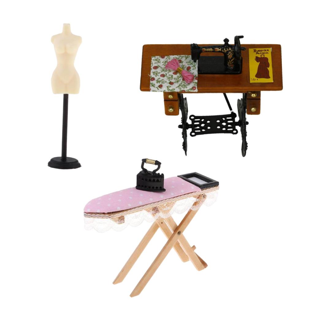 3pcs 1/12 Dollhouse Miniature Furniture Accs and Mannequin Model Stand Decor