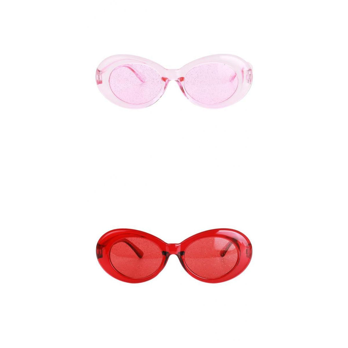2 Retro Transparent Clout Goggles Oval Bold Mod Thick Framed Sunglasses