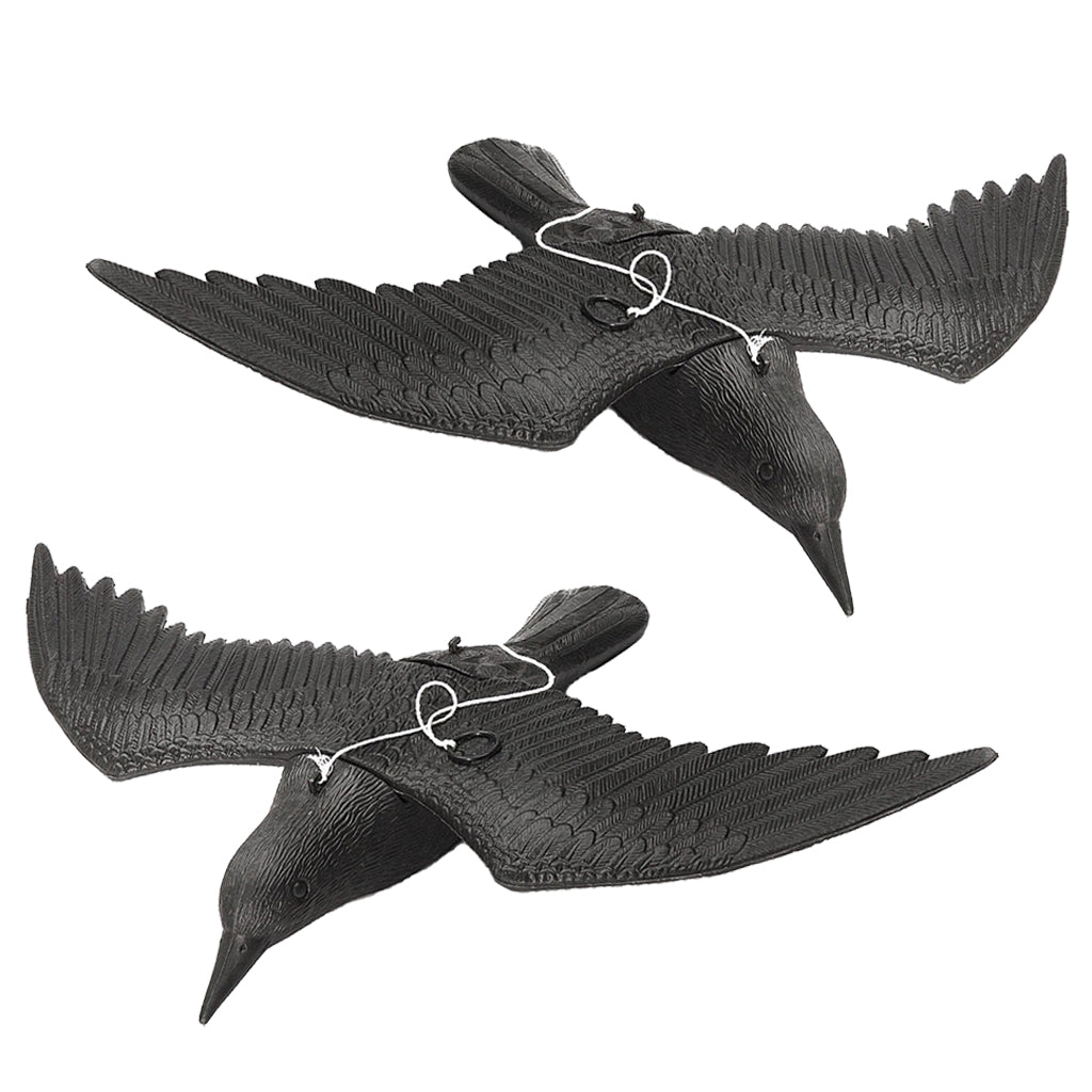 2pcs Realistic Flying Hunting Black Crow Decoy Garden Scarer Scarecrow