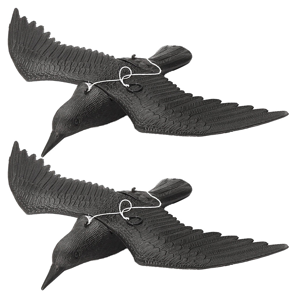 2pcs Realistic Flying Hunting Black Crow Decoy Garden Scarer Scarecrow
