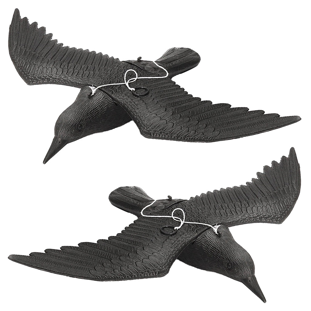 2pcs Realistic Flying Hunting Black Crow Decoy Garden Scarer Scarecrow