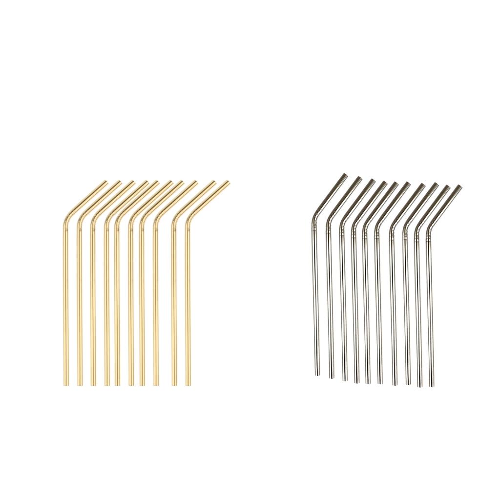 20 Pieces Reusable Metal Stainless Steel Drinking Straws Curved for Cups