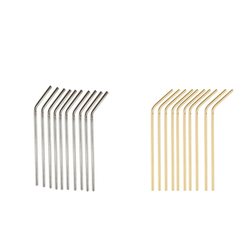 20 Pieces Reusable Metal Stainless Steel Drinking Straws Curved for Cups