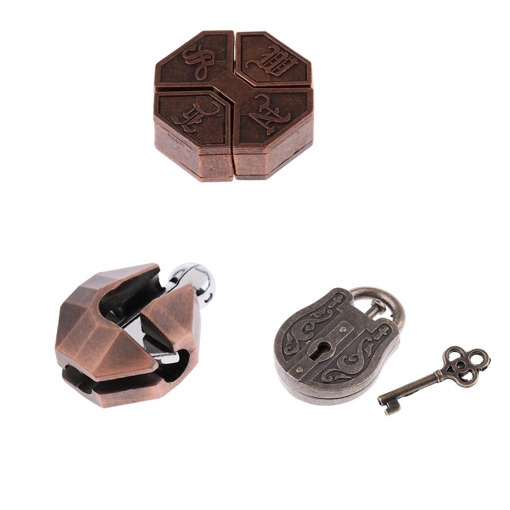 3pcs Chinese Lock Puzzle Metal Brain Teaser IQ Test Toys for Adults Children