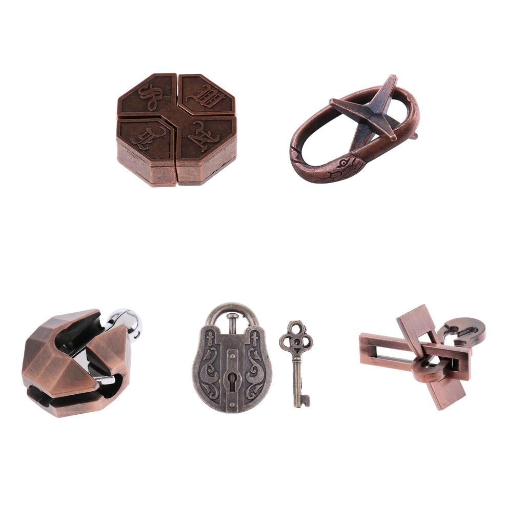 5pcs Chinese Lock Puzzle Metal Brain Teaser IQ Test Toys for Adults Children