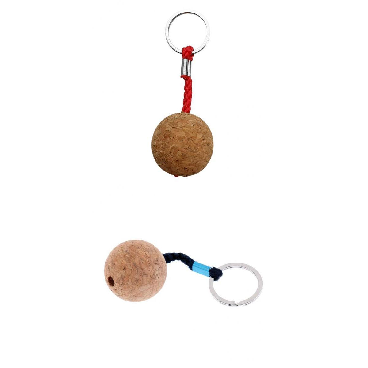 2Pcs 3.5cm Single Ball Cork Keyring Buoyant Key Ring Marine Sail Boat Float