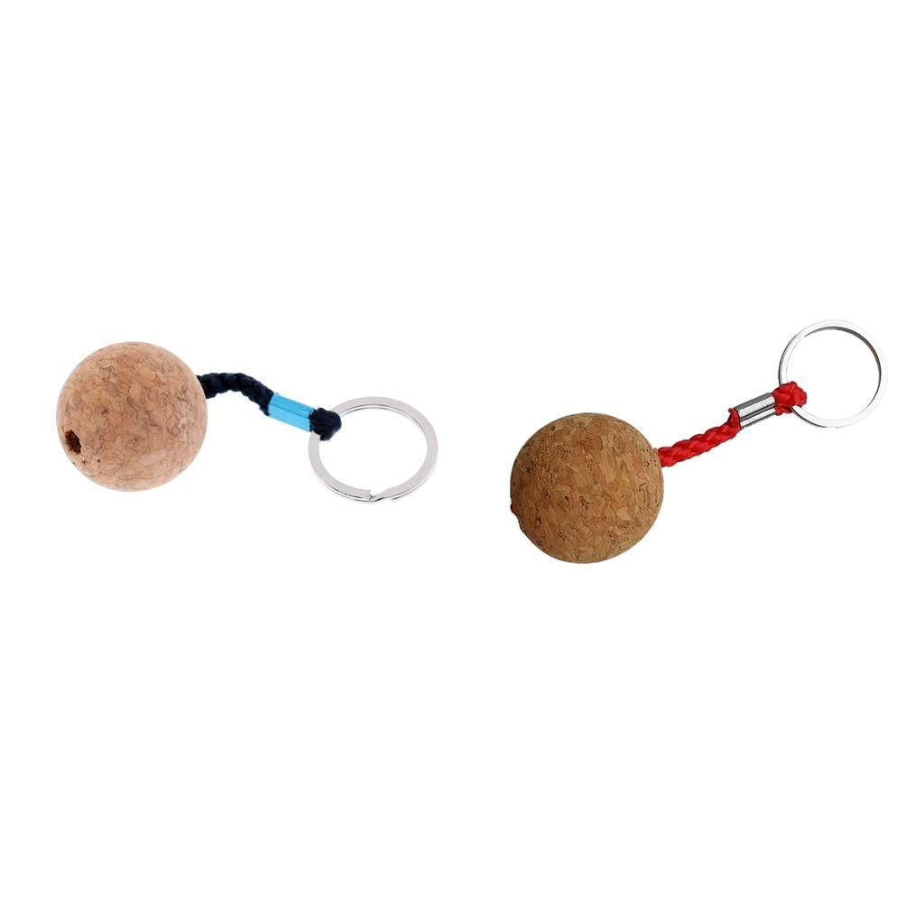 2Pcs 3.5cm Single Ball Cork Keyring Buoyant Key Ring Marine Sail Boat Float