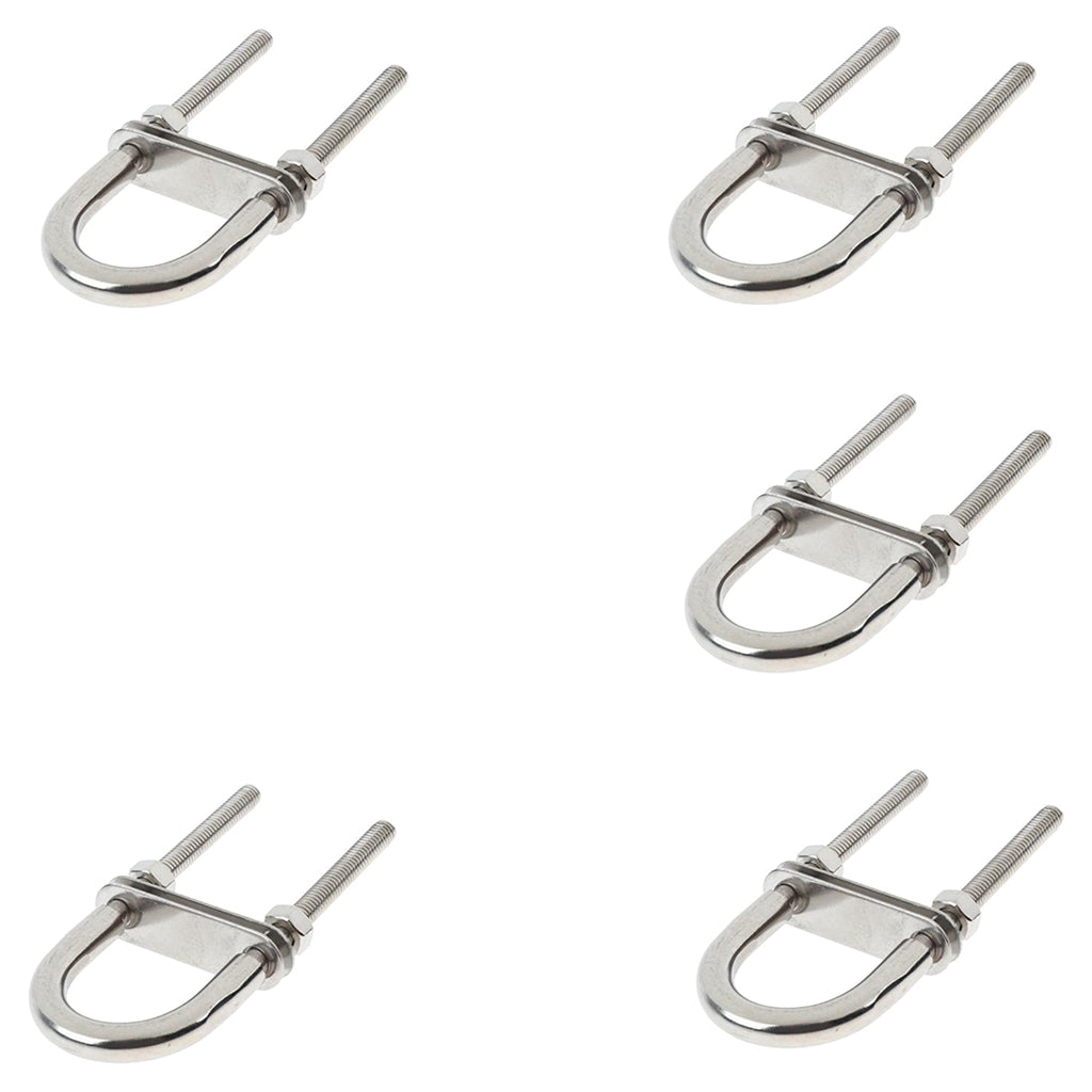 5pieces 304 Stainless Steel Boat Bow Stern Eye, U-Bolt, Marine Rigging M6*90