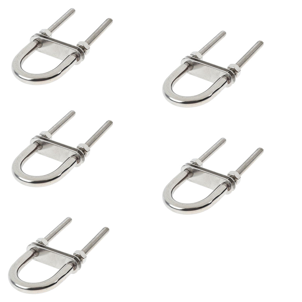 5pieces 304 Stainless Steel Boat Bow Stern Eye, U-Bolt, Marine Rigging M6*90