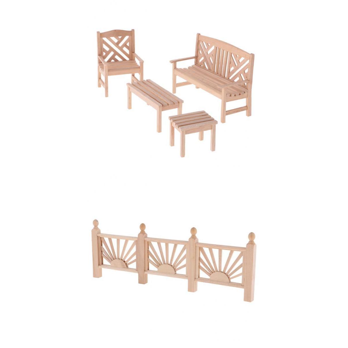 1/12 Dollhouse Miniature Furniture Garden Decor Bench Chair Table Rail Fence